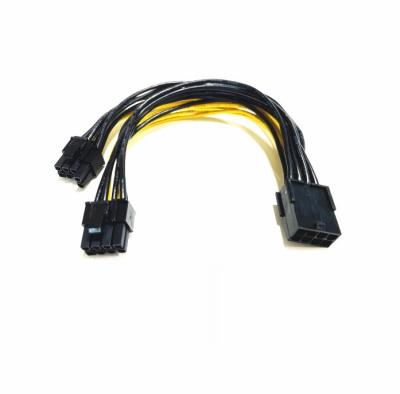 China WENJUN Computer 16AWG Wire 20cm PCIE 8 Pin to Graphics Video Card PCI Express Dual 8 (6+2) Pin GPU Power Supply Splitter Cable 100pcs for sale