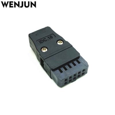 China Power WENJUN FC 2.54mm Connector Horn 2*5P Socket Shell MIL Socket IDC 10P PLC Data Line for sale