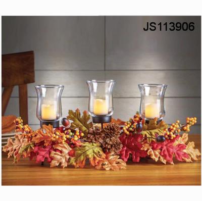 China Home Decoration Maple Candle Holder Autumn Leaves Candle Centerpiece for sale