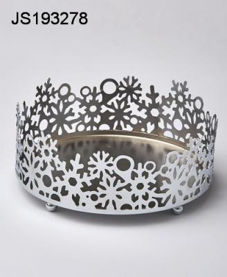 China Simple Christmas ribbon candle holder with snowflakes design for sale