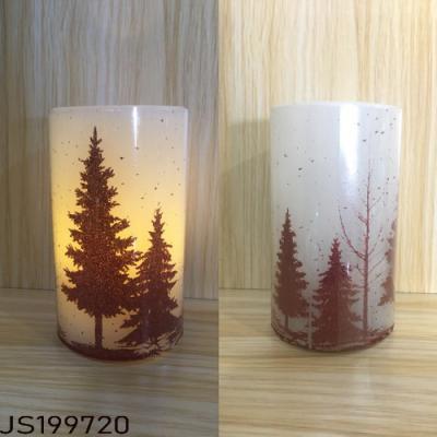 China Festival Parties Christmas Tree Design Real Wax Led Scent Candle for sale