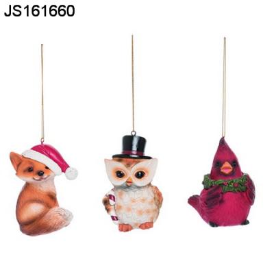 China Polyresin Set Of Hanging 3 Animal Decoration Christmas Ornaments Tree Hanging for sale