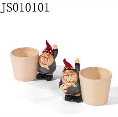 China Outdoor Used Terracotta Gnome Planter Garden Flower Pot With Gnome Decoration for sale