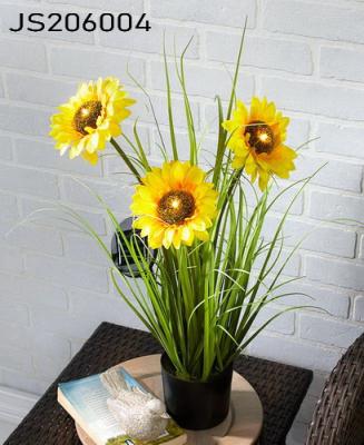 China Novelty Wholesale LED Decoration Desktop Ornament Lighting Plastic Sunflower With Pot for sale