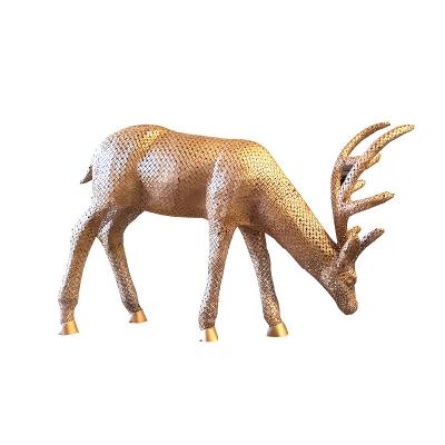 China Europe Park Stainless Steel Sika Decorative Garden Deer Electroplating Bronze Sculpture for sale