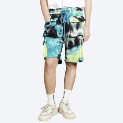 China Breathable Work Out Shorts Men Embroidered Printing Logo2021 Summer Tie Dye Shorts for sale