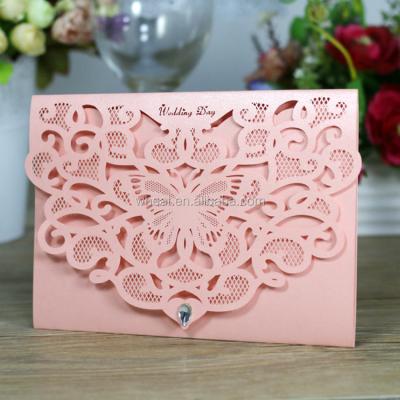 China Europe Customized Butterfly Paper Laser Cut Wedding Invitation Card for sale