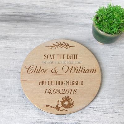 China North America Round Shape Personalized Wedding Wooden Invitation Card for sale