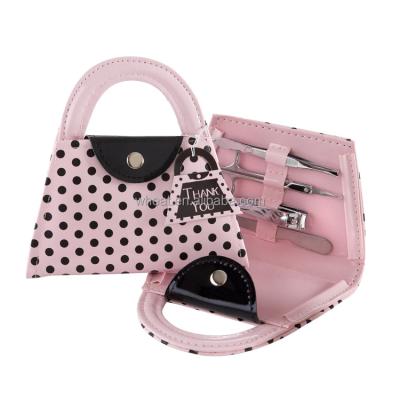 China Wedding China Factory Bag Design Bridal Shower Favors Pink Polka Purse Manicure Set for sale