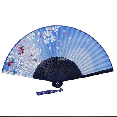 China China Spain Factory Customized Noble Bamboo Hand Silk Fan 8.25 Inch for sale