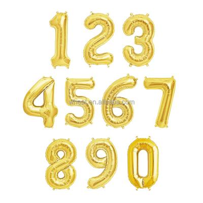 China Gift Toy Customize Party Decoration Gold Digital Numbers Foil Balloon for sale