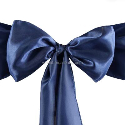 China Water Washed And Recycled Wedding Banquet Party Reception Decorations Venue Styling Bows Satin Sash Chair for sale