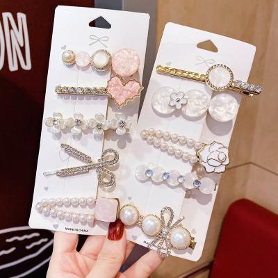 China Wholesale Decoration Baoli Hair Accessories Rhinestone Hair Accessories New Set Single Side Clip Duck Bill Clip Women Hair Clips for sale