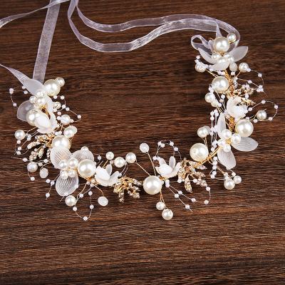 China Wedding Hair Accessories 2022 New Handmade Crystal Pearl Flower Crown Bridal Headband Adult Headband High Quality For Women for sale