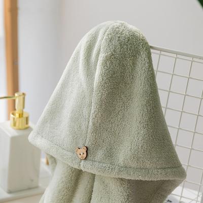 China Baoli Viable Promotion Solid Color Coral Velvet Dry Hair Hat High Quality Microfiber Hair Towel Drying Bath Hat for sale