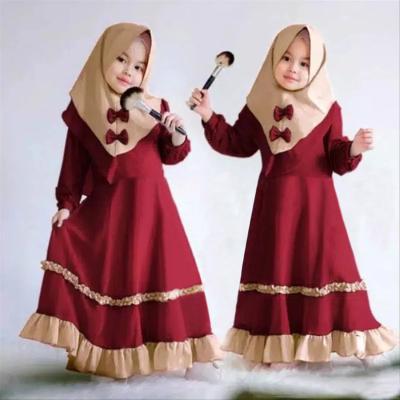 China Breathable Babies 0-4Years Muslim Dress And Headscarf Clothing Set For Spring Autumn M2033 for sale