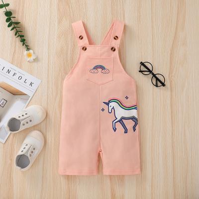 China Breathable Baby Girl Overalls Short Sleeveless Print Romper 1-6 Years For Girls MHD10085 for sale