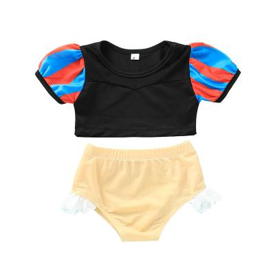 China Waterproof 2-12 Years Kids Girls Swimwear Short Sleeve Crop Top + Shorts Swinsuit Set MHA10380A for sale