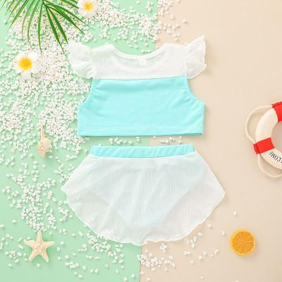 China Breathable Swimsuit Girl 2-12 Years Kid Float Sleeveless Tops + Shorts MHA10381A for sale