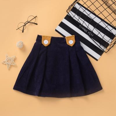 China 1-5 Years Girls Breathable Corduroy Skirt Navy A Line Solid Button Skirt MA196 for sale