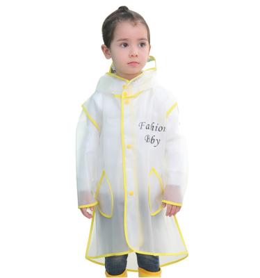 China Bachelorette Raincoats EVA Kids Raincoat Clear Rain Jacket For Boys Girls With Button Hoods Rainwear Cape M90930 for sale