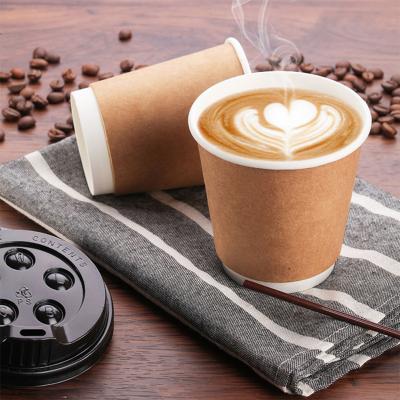 China Custom Disposable Double Wall Hot Logo Beverage Coffee Cup Disposable Takeaway Paper Cups With Lids for sale