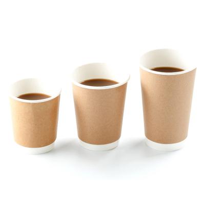 China Custom Wholesale Biodegradable Togo Cup Hot Coffee Paper Disposable Double Wall Cups With Logo for sale