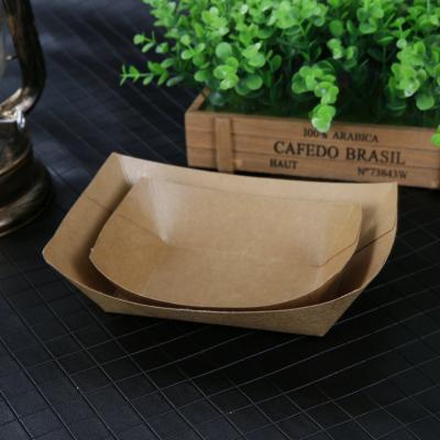 China Biodegradable Heavy Duty Brown Paper Party Supplies Dish Box Kraft Paper Food Disposable Tray for sale