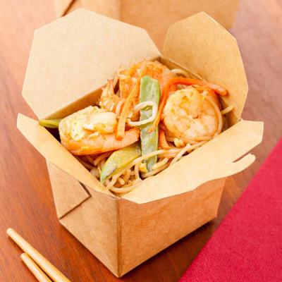 China Biodegradable Customized Compostable Containers Pasta Food Boxes Square Kraft Paper Noodle Boxes for sale