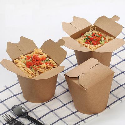 China Eco-Friendly High Quality Disposable Kraft Paper Lunch Box Pasta Packing Boxes With PE Liner for sale