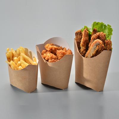 China Wholesale High Quality Disposable Take Away Food Packaging Potato Chips French Fries Kraft Paper Boxes for sale