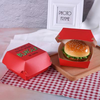 China High Quality Disposable Biodegradable Disposable Hamburger Box Wrapping Paper Hamburger Crinkle Free Takeout Box for sale