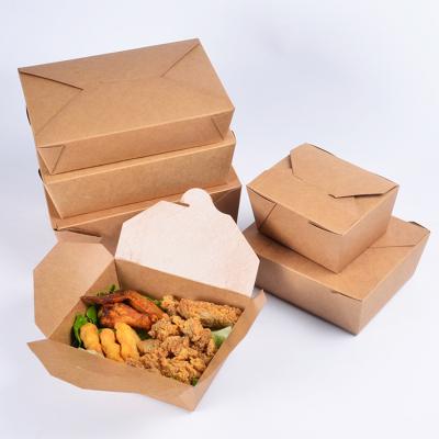 China Custom Printing Recyclable Logo Takeaway Corrugated Kraft Packaging Lunch Food Paper Boxes With PE Coating for sale