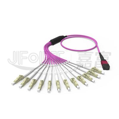 China LSZH JFOPT factory price fiber MPO-LC om3 om4 8 low loss 12cores multi mode low loss 0.9mm 2.0mm MPO standard patch cord for sale