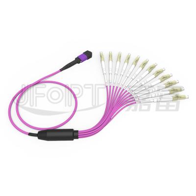 China Telecom Quality Assurance SM MM G657A2 OM3 OM4 OM5 LSZH 3m 12 Cores MTP Trunk Cable MTP-LC Breakout Patch Cord for sale