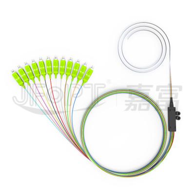 China PVC/LSZH/Customized SC Multimode Fiber Pigtail Cable LC ST FC Ribbon SM Fan Pigtail 12 Cores Optical Fiber Bundle Bundle Pigtail for sale