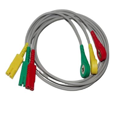 China Plastic and metal LL form 3 and 5 lead ecg cable &instrumentation ECG cable for sale