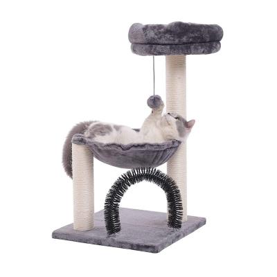 China Stocked OEM ODM 27.8 INCH Tower Scratching Posts Cat Tree For Indoor Cats for sale