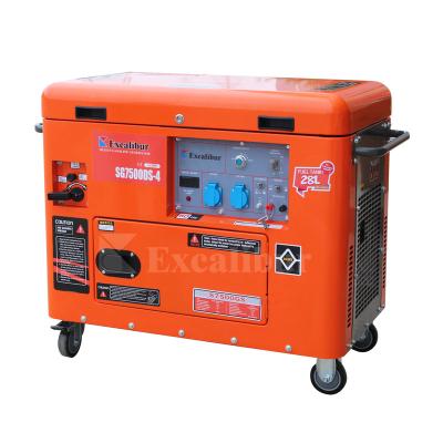 China China Excalibur Manufacture 7.5kw Power CE Silence Gasoline Portable Generator S7500GS-4 for sale