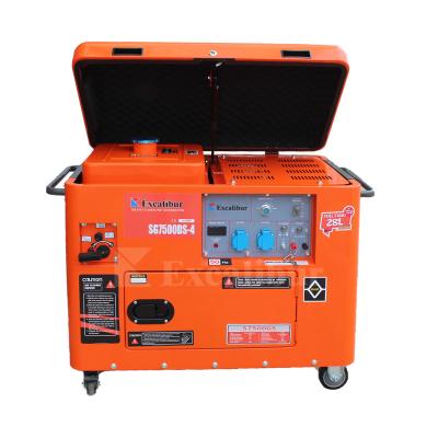 China Excalibur Fuel Tank 28L 220V S7500DS-4 Modern Silent Gasoline Generator S7500DS-4 for sale