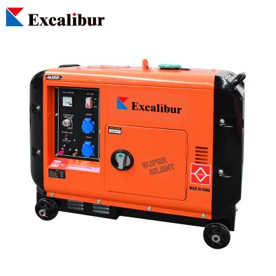 China Excalibur 5kw Electric Diesel Engine Generator 100% Copper Alternator Electric Start 50/60HZ 20L for sale