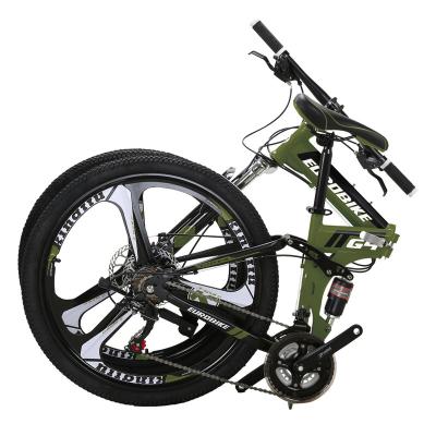 China Mountain Bike Folded EUROBIKE EURG4 Free Shipping Mountain Bike 26 Inch 3 Spoke Wheels Double Suspension Folding Bike 21 Speed ​​MTB Bike Running Parts for sale