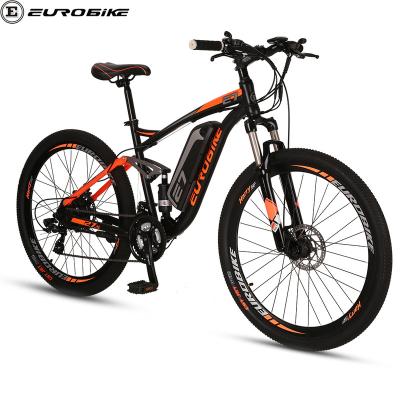 China Eurobike E5 E7 27.5 Full Suspension Carbon Steel Fat Bike Ebike 48V36V 350W 500W Electric Motor Electric Bicycle Twisted Power LED LCD Display for sale