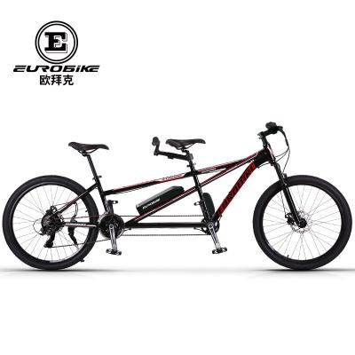 China For Men / Women Tandem Bike Eurobike 26 Inch Aluminum Electric Tandem Bicycle Two Seats Bike Electric Bicycle 350W 36V 13.4ah 21 Speed ​​Ebike for sale