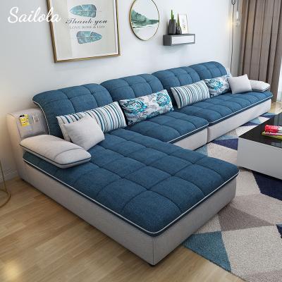 China (Others)Adjustable Contemporary Furniture Sofa Living Room Set L Corner Gray Fabric Sofa With Shape Chair for sale