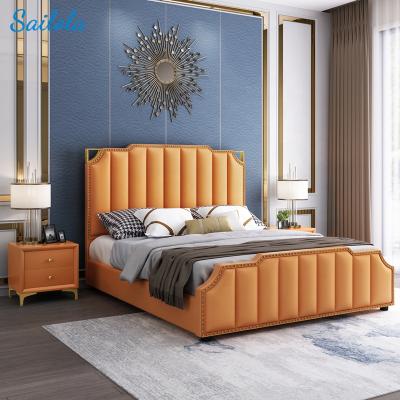 China Sailola Style Storable Italian Beds Frame Modern Leather Bedroom Double Bed With Storage for sale