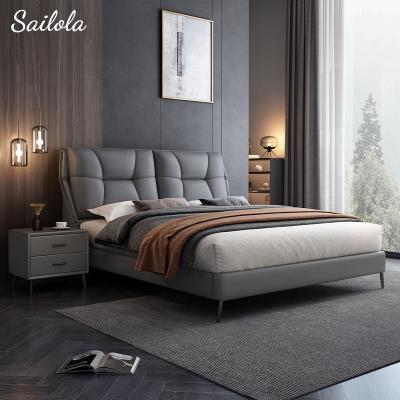 China Wholesale New Arrival Storable Double Bed Italian Modern Bed Leather Light Luxury King Size Beds for sale