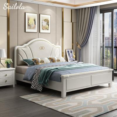 China Durable Nordic Design Bedroom Solid Wood King Bed Frame Luxury Bed Camas for sale