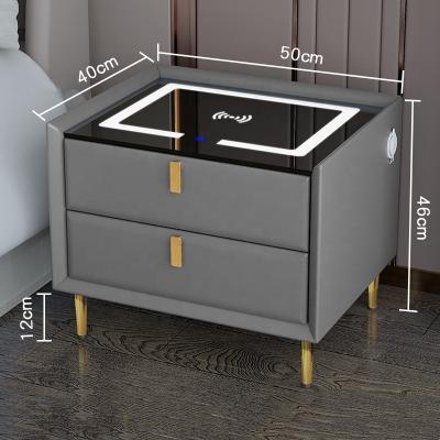 China Hot Selling Eco-friendly Multifunctional Smart Nightstand Bedroom Nightstands Bed Side Table With Drawer for sale