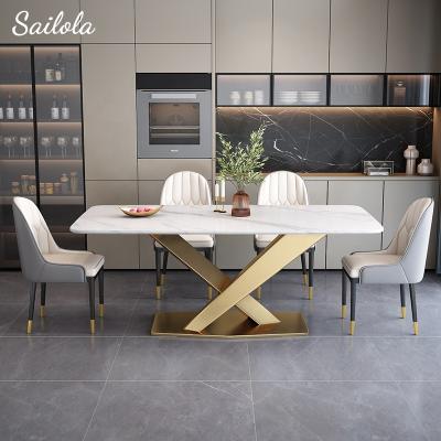 China Durable Italian Luxury Dining Table Set Table Modern Slate Rectangle Durable Dining Tables for sale